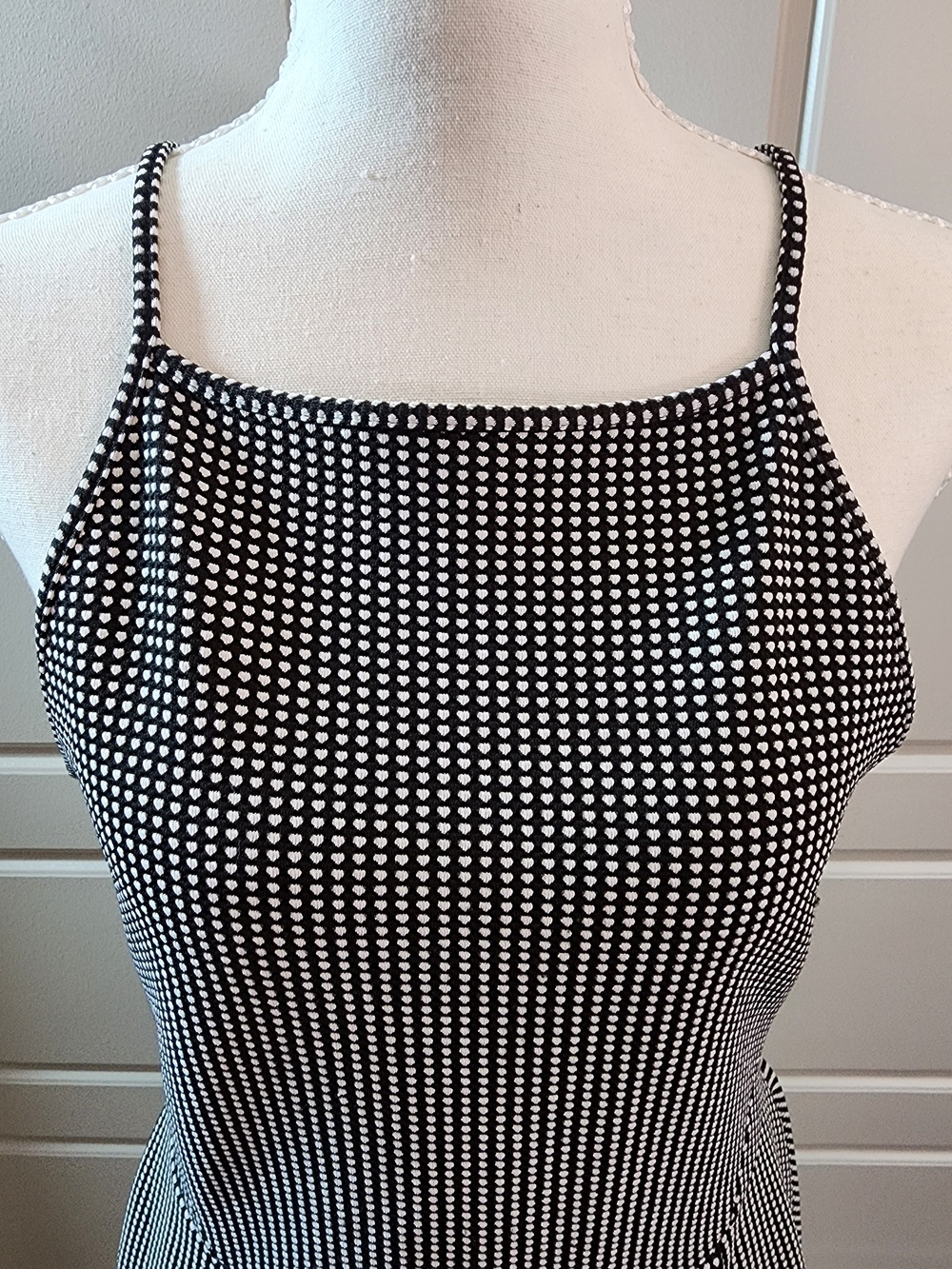 LIKE NEW H&M Divided Gingham Halter Skater Dress Black & White - Size 12 - Picture 2 of 5